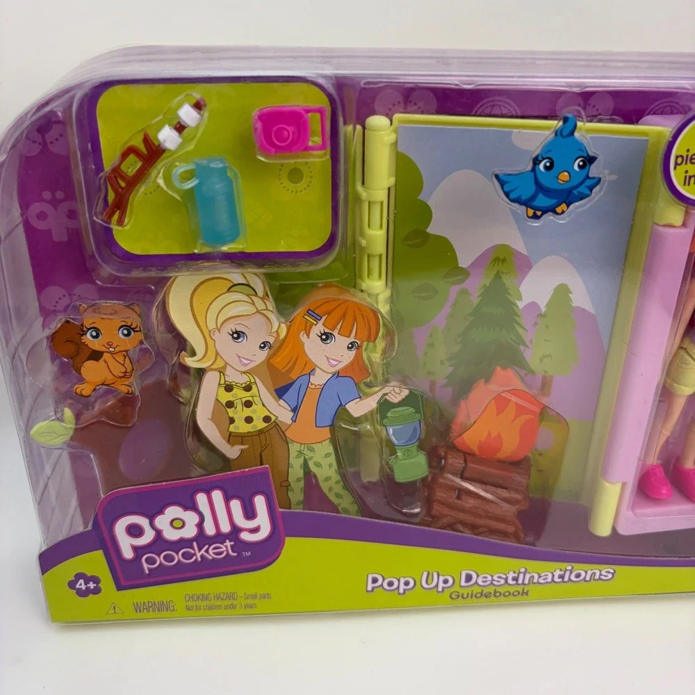 Polly Pocket Pop Up Destinations Guidebook Camping Playset Mattel R2633 2009 NEW